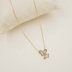 Flutter Duo Butterfly Necklace 3 Grams, 18kt Gold