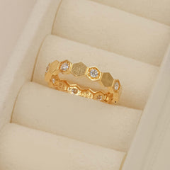 Hexa Bloom Diamond Band Ring 2.17 Grams , 18KT Gold
