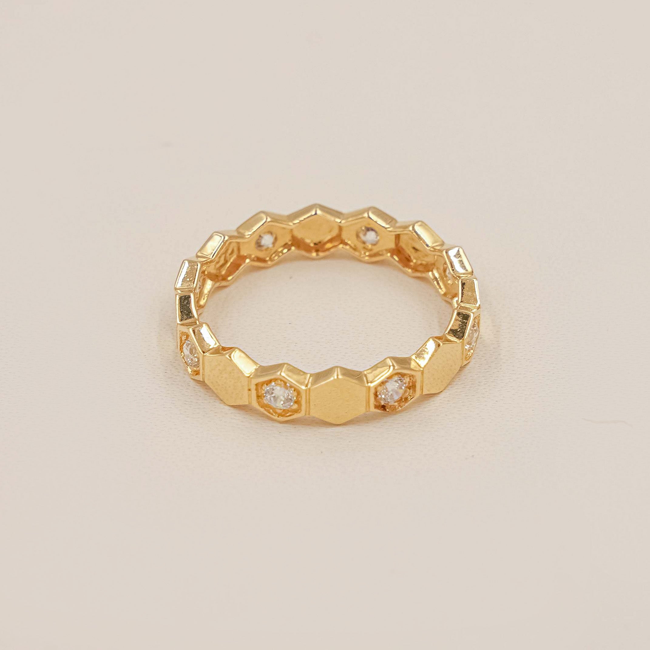 Hexa Bloom Diamond Band Ring 2.17 Grams , 18KT Gold
