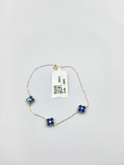 Royal Blue Clover Bracelet 0.97 grams, 18KT Gold