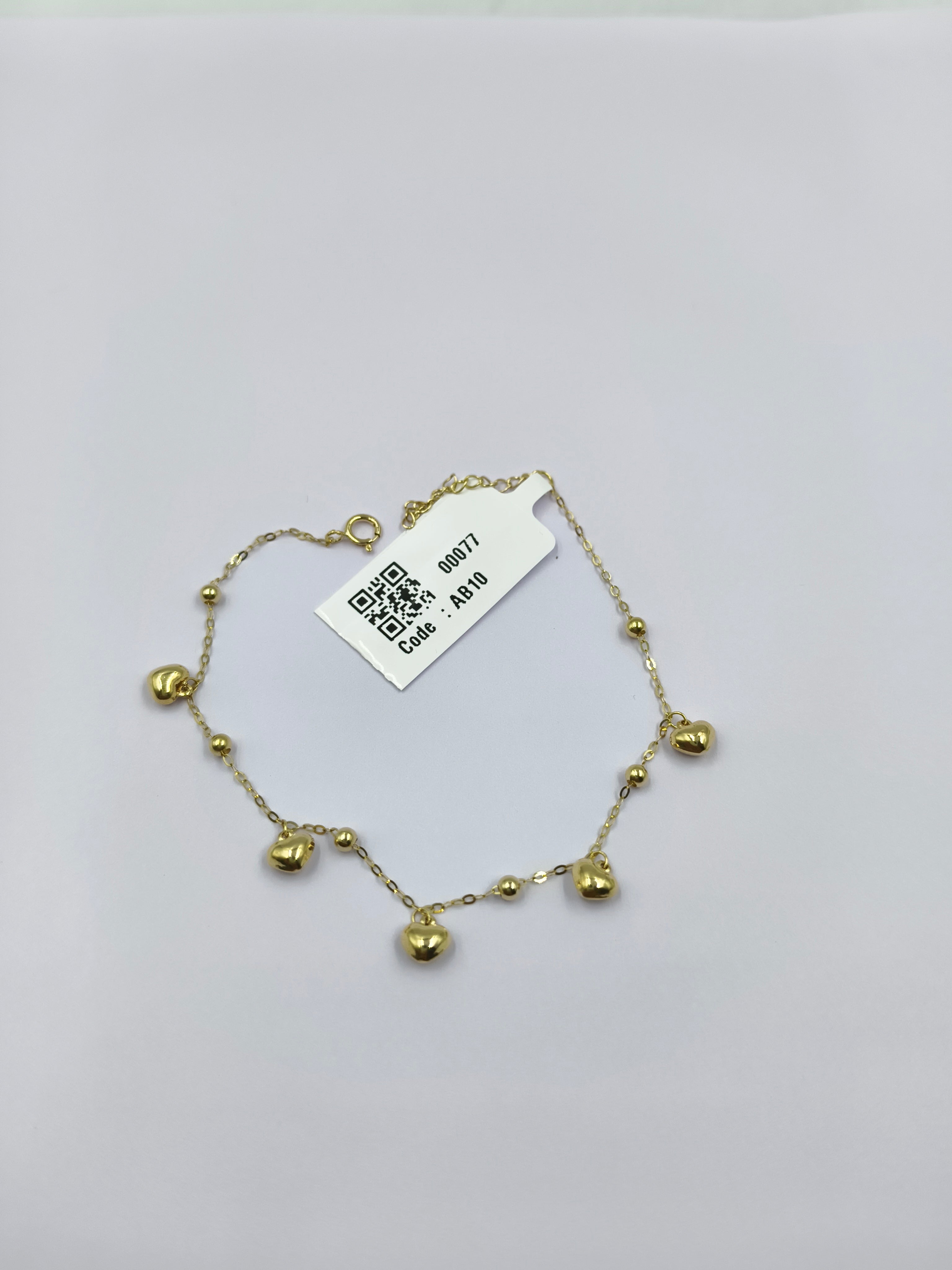 Golden Hearts Dangler Bracelet 1.02 grams, 18KT Gold