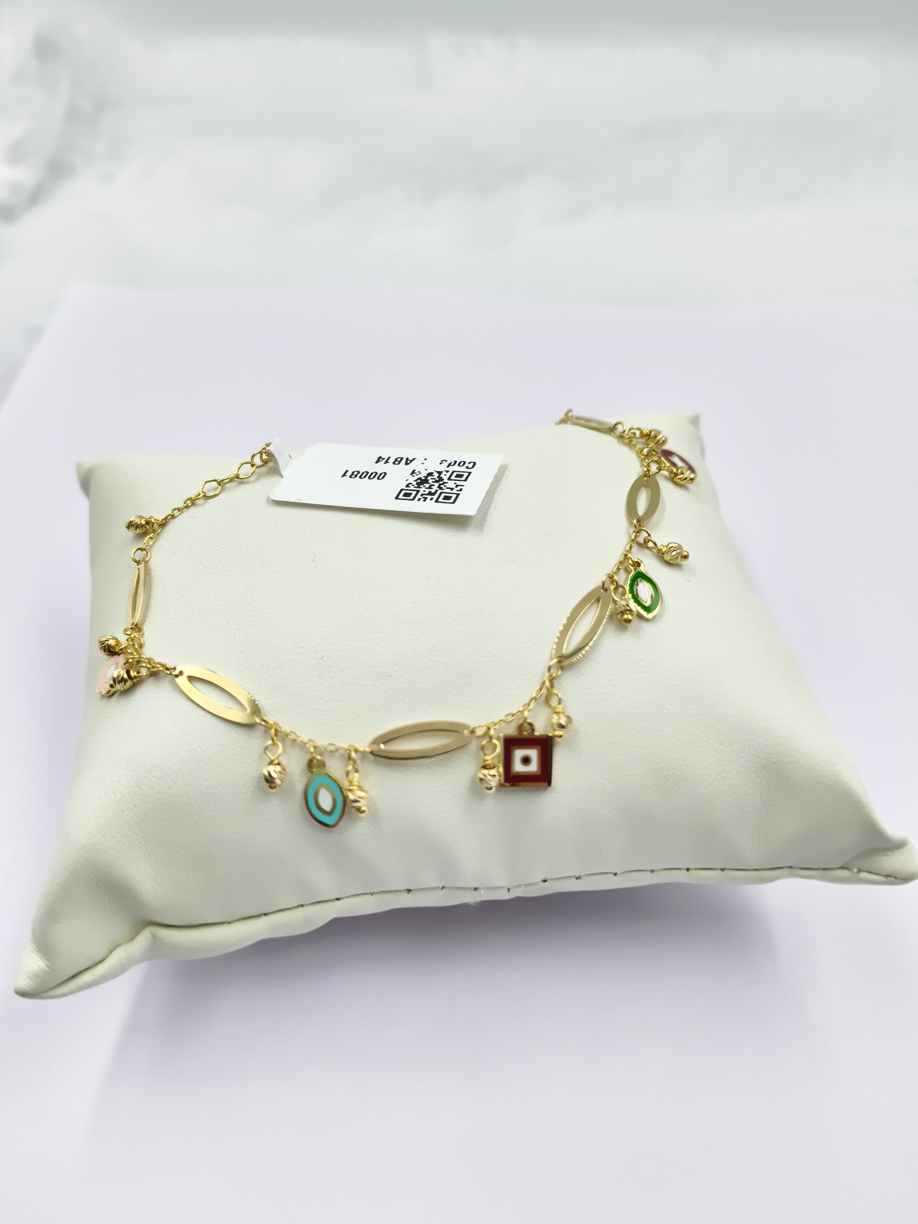 Multi-Color Evil Eye Bracelet 4.34 grams, 18KT Gold