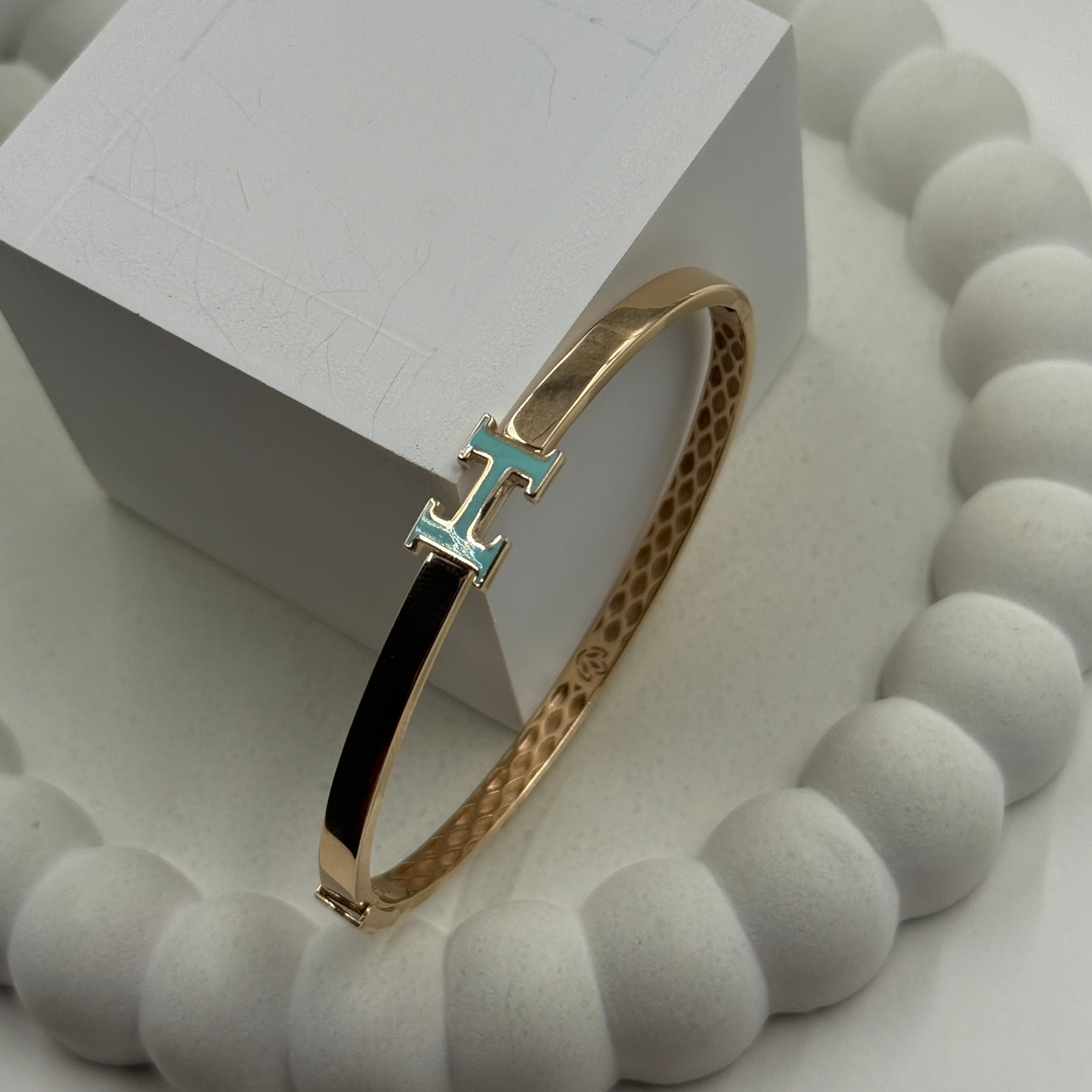Classic “HERMES” Blue Inspired Kada 6.63 Grams, 18KT Gold