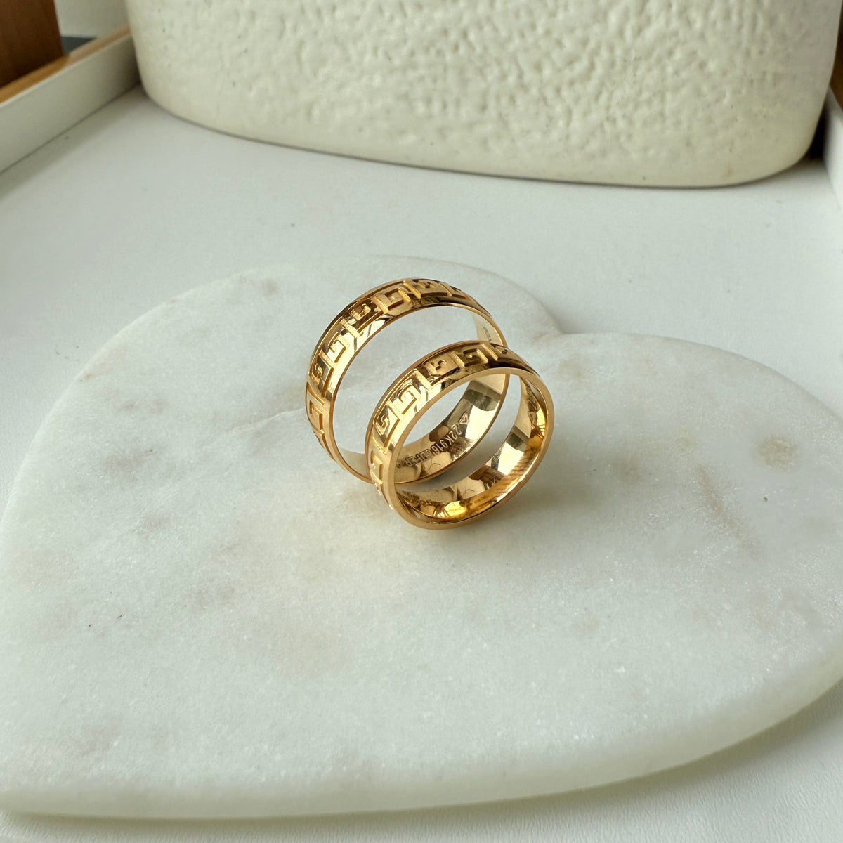Eternal Greek Bond  Couple Rings 11.19 Grams A Pair, 22KT Gold
