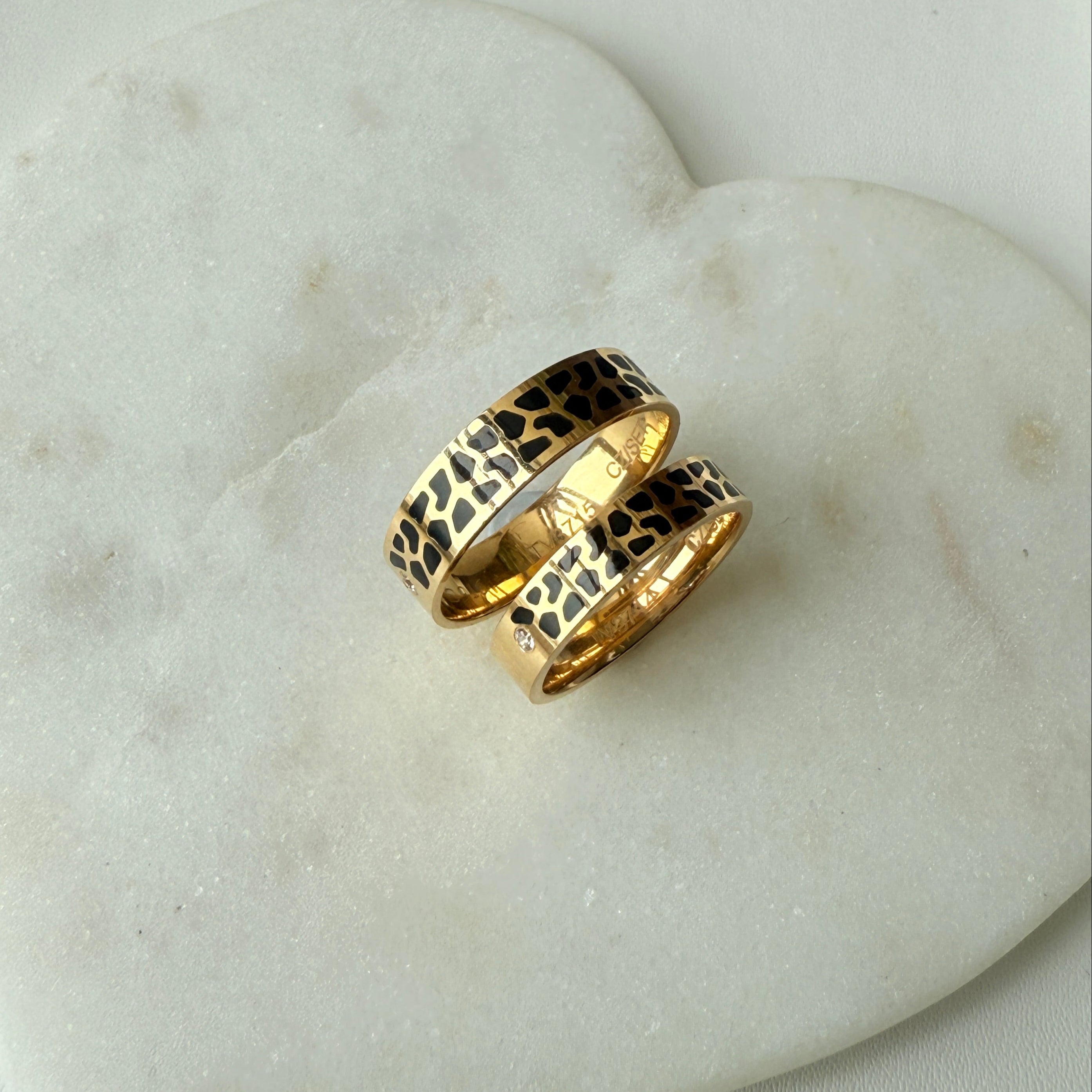 Wild at Heart Gold Leopard Print Couple Rings 9.45 Grams A Pair, 22KT Gold