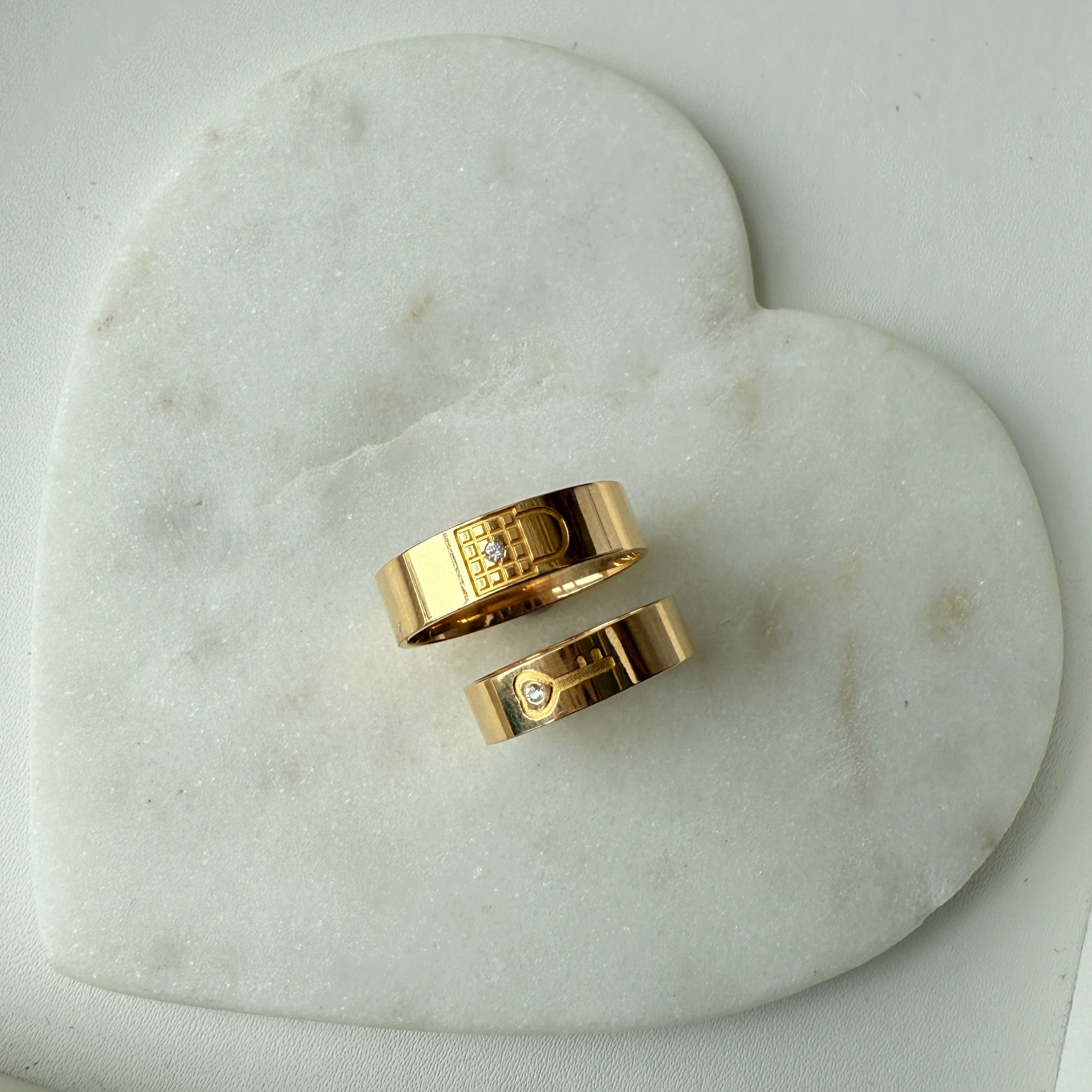 Forever Lock Couple Rings 11.65 Grams A Pair, 22KT Gold