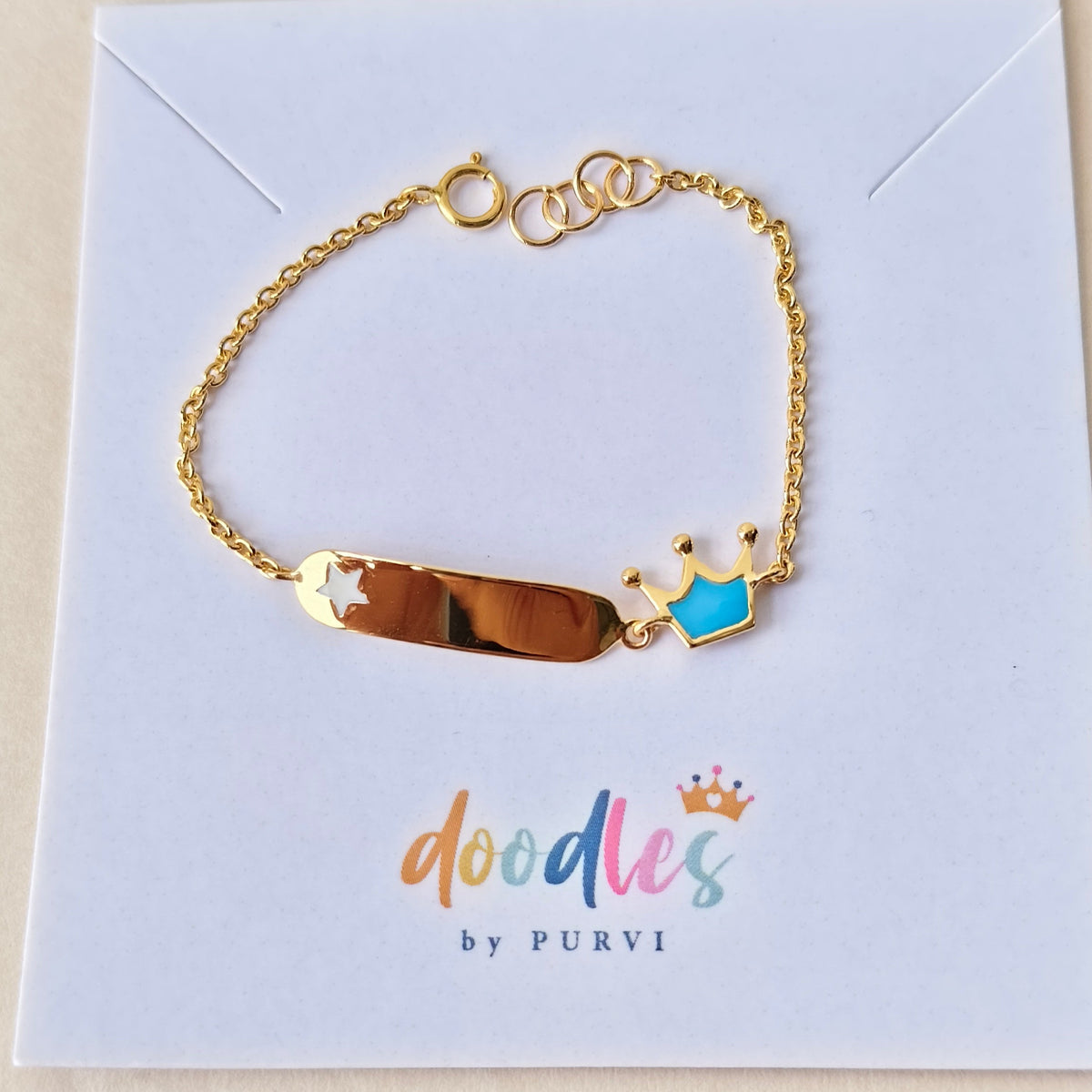 Star & Crown Bracelet 2.47 Grams, 18KT Gold