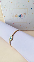 Oval Evil Eye Gold Kada 2.95 Grams, 18KT Gold