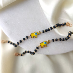Yellow Elephant Evil Eye Nazariya  Grams Pair, 18KT Gold