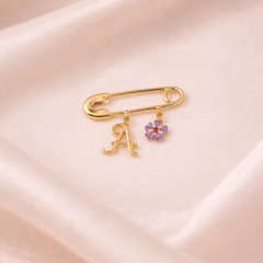 Personalized Initial Charm Safety Pin 2.05 Grams, 18KT Gold
