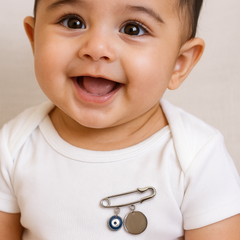 Little Guardian Evil Eye Baby Safety Pin 2.04 Grams, Silver