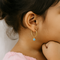 Star Loops Earrings 1.53 Grams, 18KT Gold