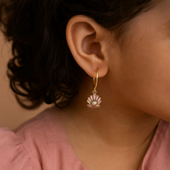Shell Pearl Hoop Earrings 2 Grams, 18KT Gold