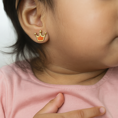 Orange Crown Studs 1.5 Grams, 18KT Gold