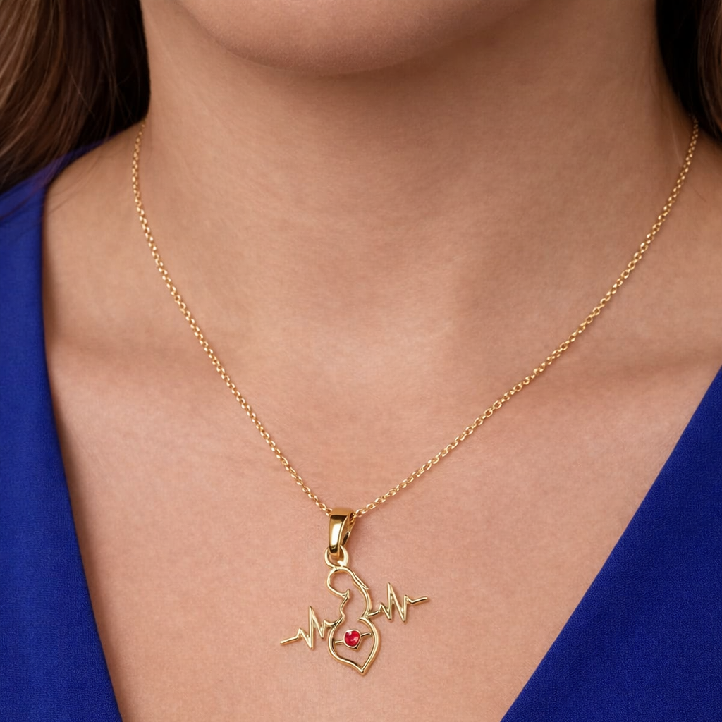 A Heart That Carries a Little Heart – Mom-to-Be Gold Pendant 1 Grams, 18KT Gold