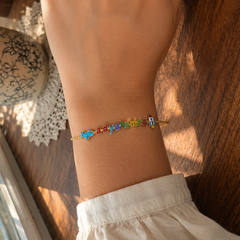 Cosmic Rainbow Name Bracelet for Moms 5.61 grams, 18kt gold