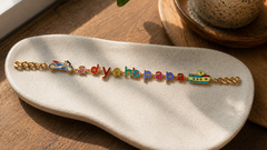 Gold Bracelet for Fathers with Cute Travel Charms 7.61 grams, 18kt gold
