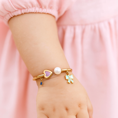 Pearl & Pastels Bow Bangle 3.07 Grams, 18KT Gold