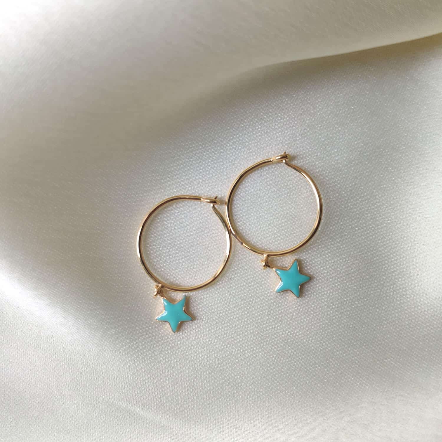 Star Loops Earrings 1.53 Grams, 18KT Gold