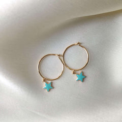 Star Loops Earrings 1.53 Grams, 18KT Gold