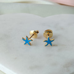 Star Fish Earrings 1.18 Grams, 18KT Gold