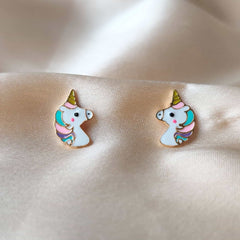 Unicorn Earrings 2.3 Grams, 18KT Gold