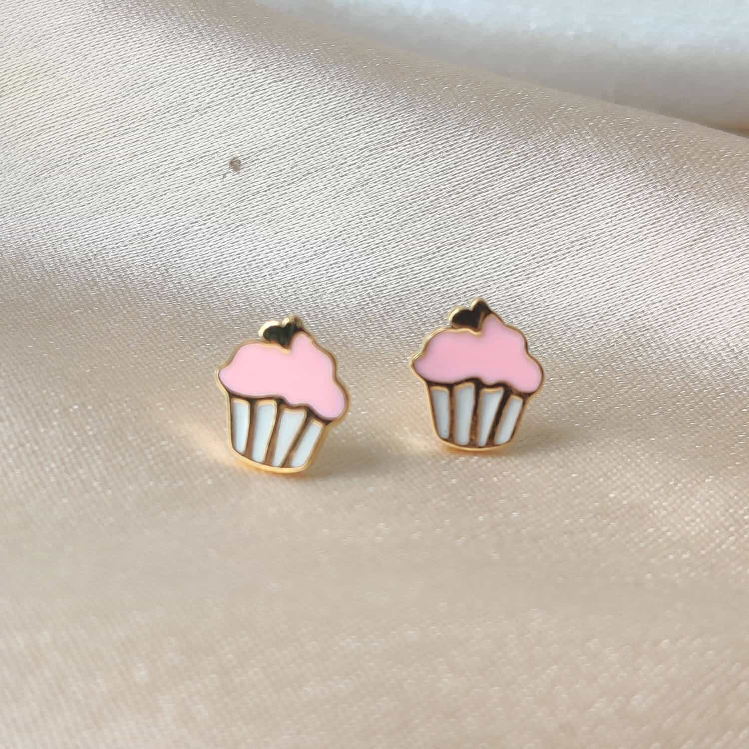 Cupcake Earrings 2 Grams, 18KT Gold