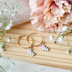 Moo Moo Cow Hoops 1.5 Grams, 18KT Gold