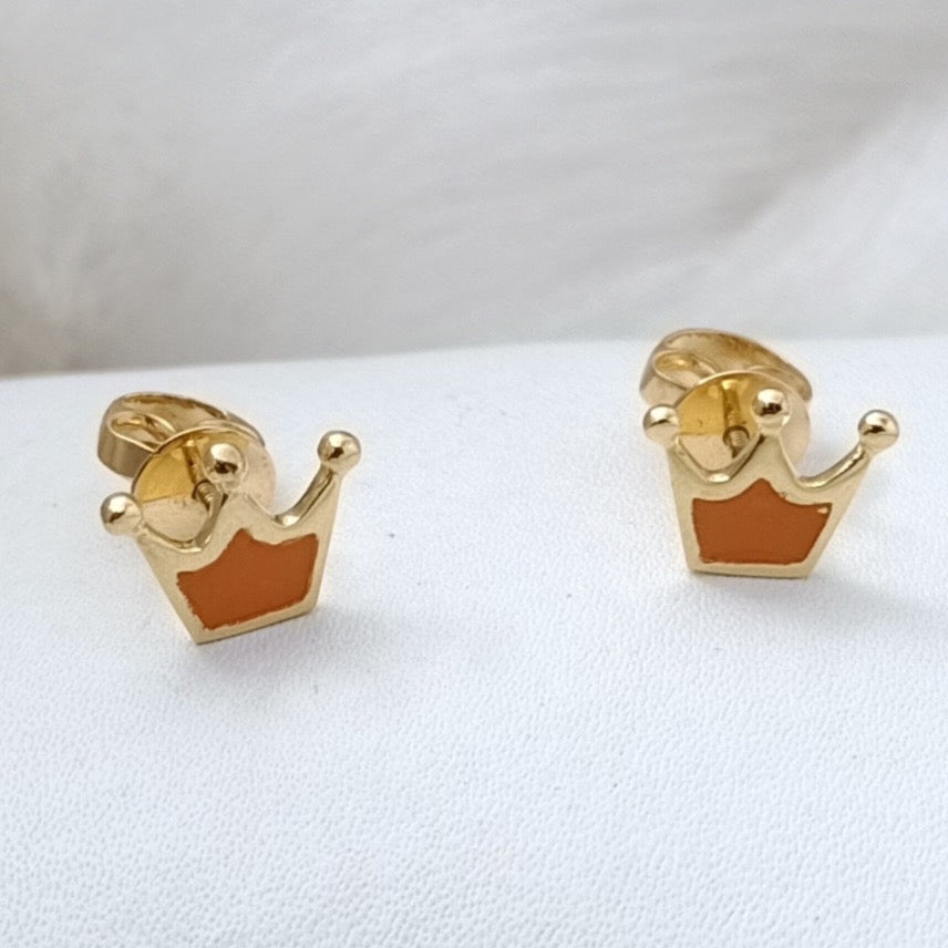 Orange Crown Studs 1.5 Grams, 18KT Gold