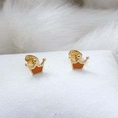Orange Crown Studs 1.5 Grams, 18KT Gold