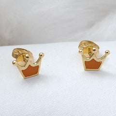 Orange Crown Studs 1.5 Grams, 18KT Gold