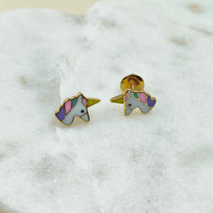 Unicorn Earrings 1.98 Grams, 18KT Gold