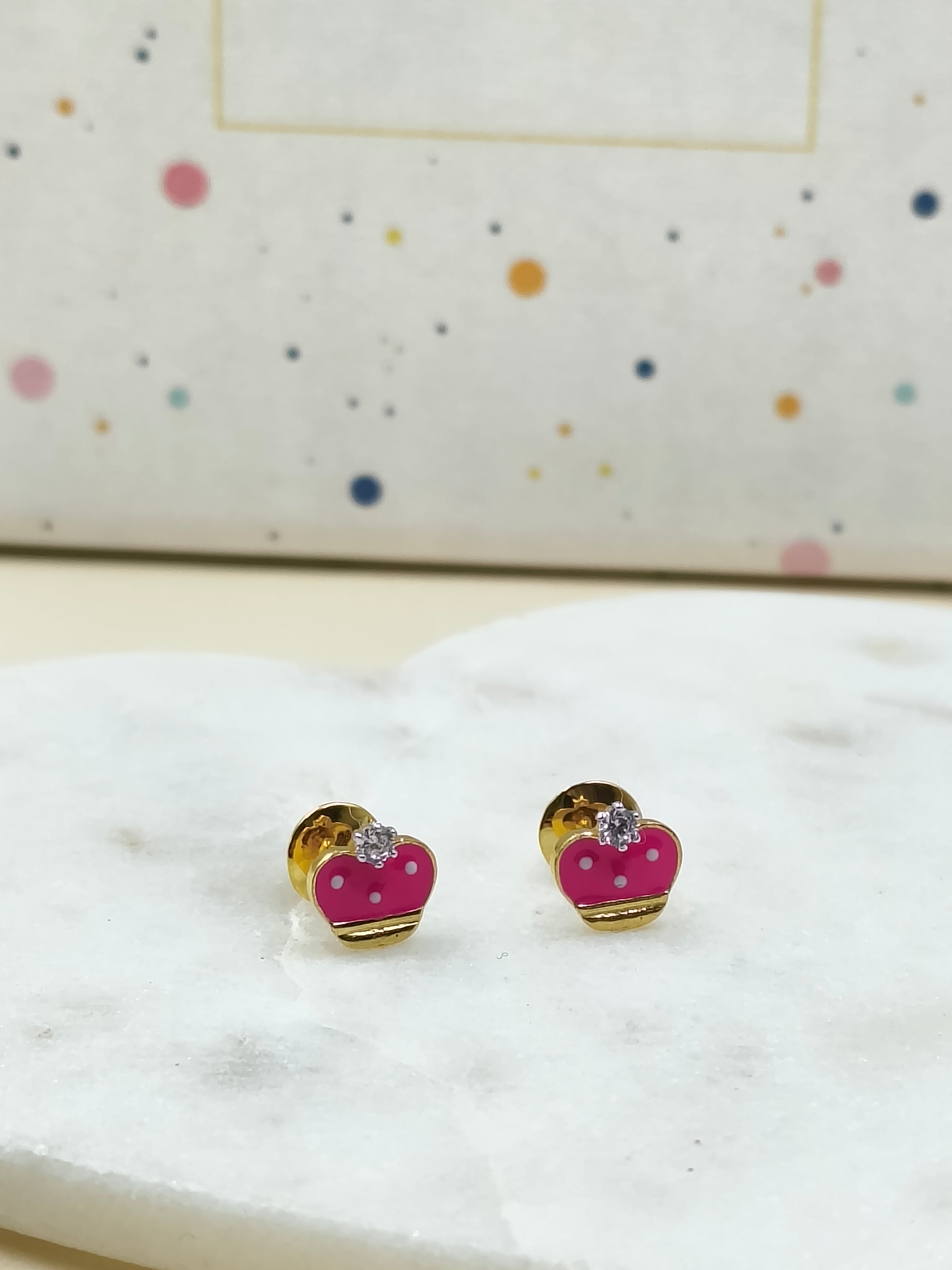 Polka Dot Princess Earrings 1.74 Grams, 18KT Gold
