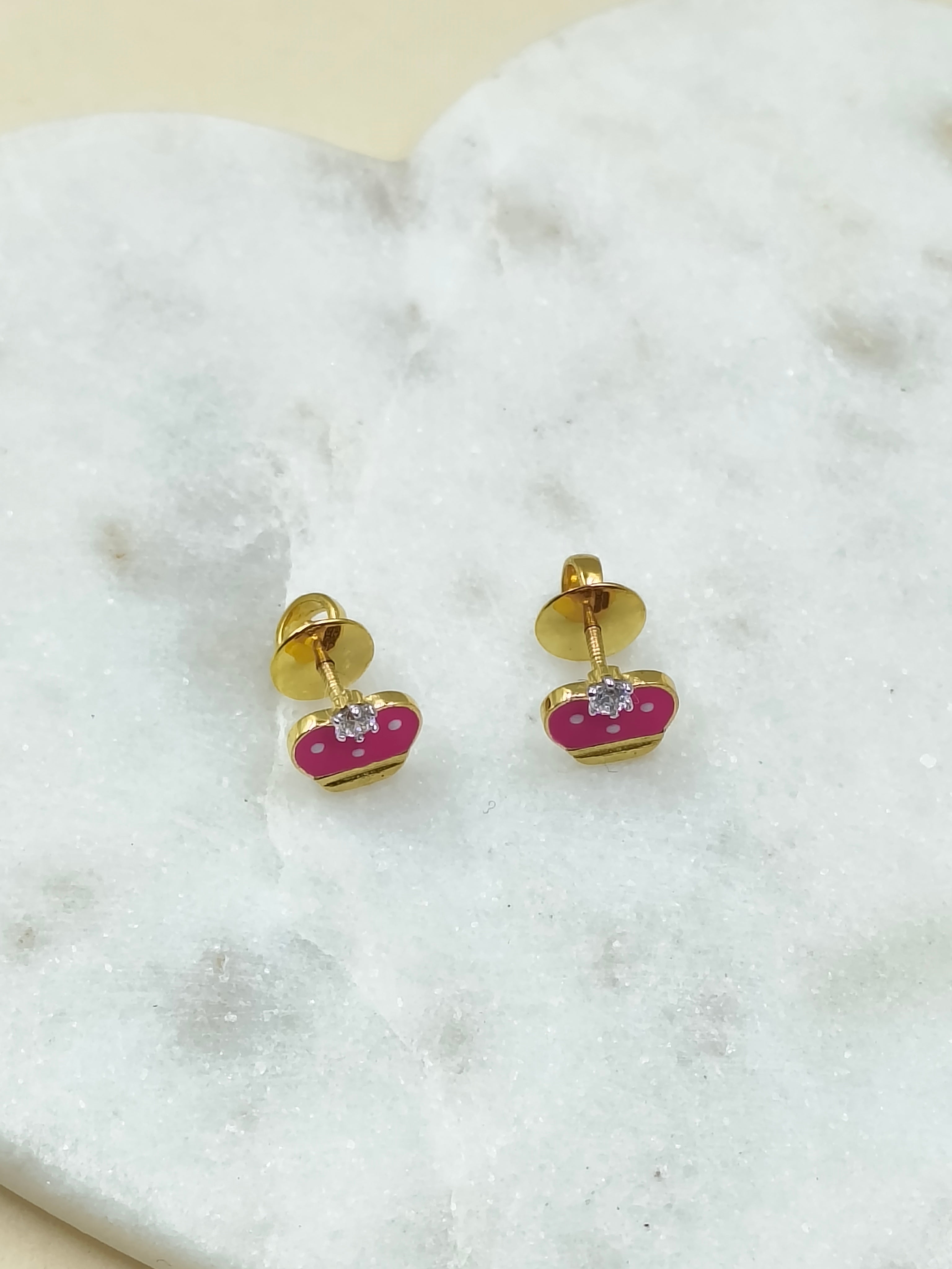 Polka Dot Princess Earrings 1.74 Grams, 18KT Gold