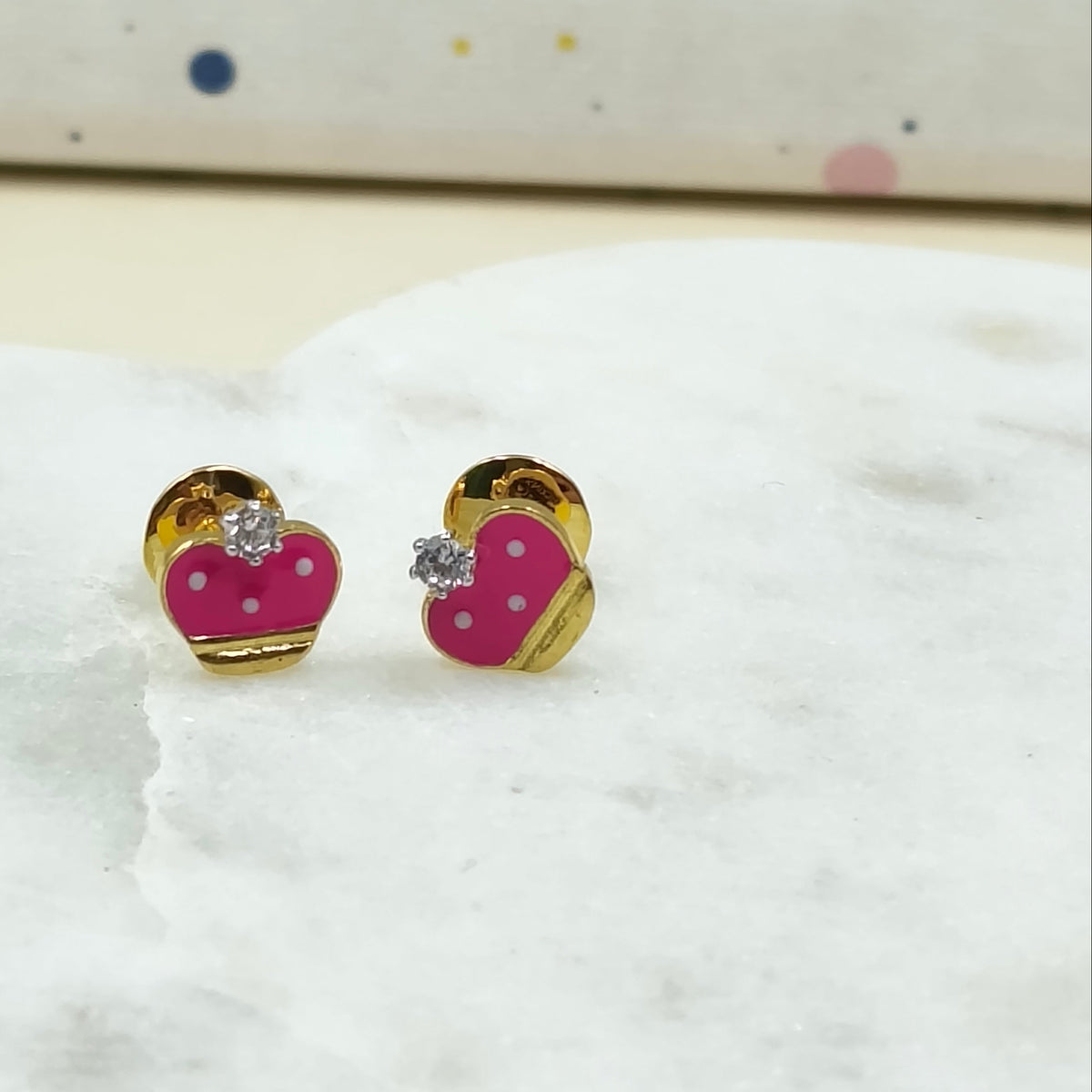 Polka Dot Princess Earrings 1.74 Grams, 18KT Gold