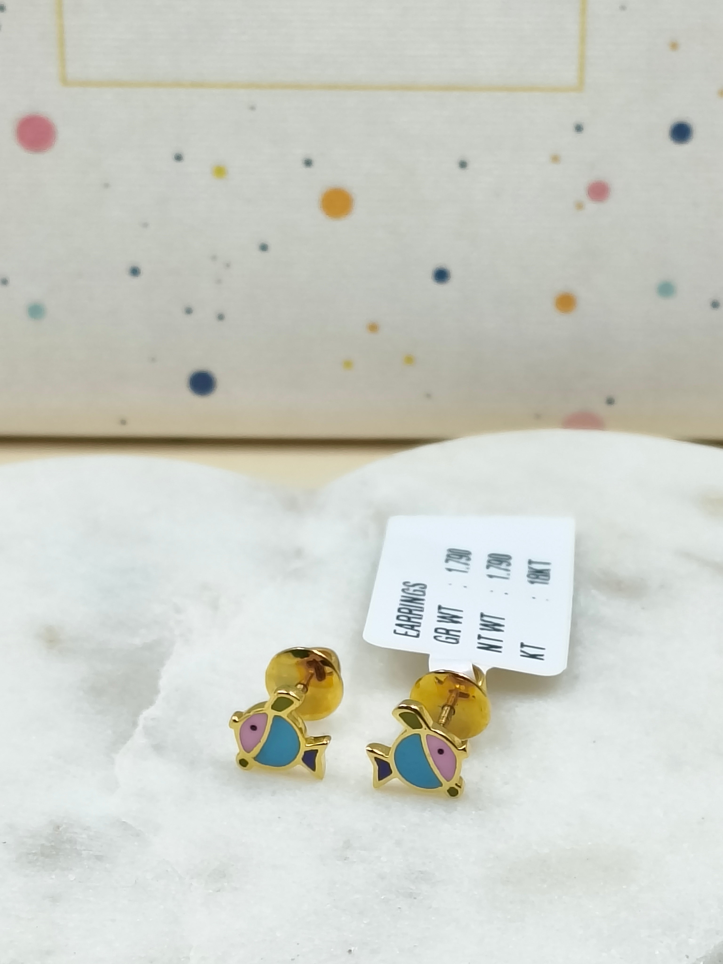 Tiny Fish Friends Earrings 1.79 Grams, 18KT Gold