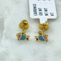 Tiny Fish Friends Earrings 1.79 Grams, 18KT Gold