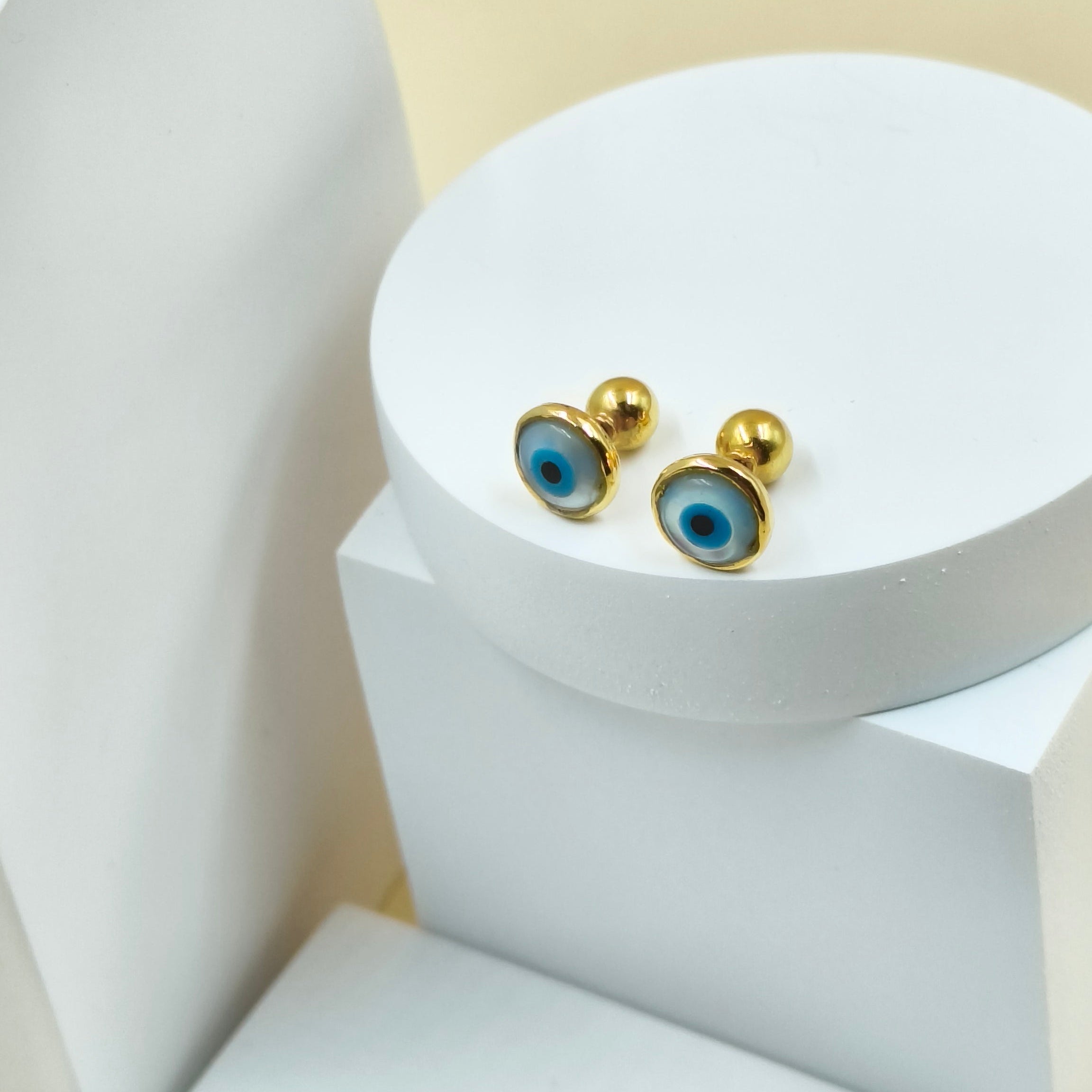 Evil Eye Earrings 1.24 Grams, 18KT Gold