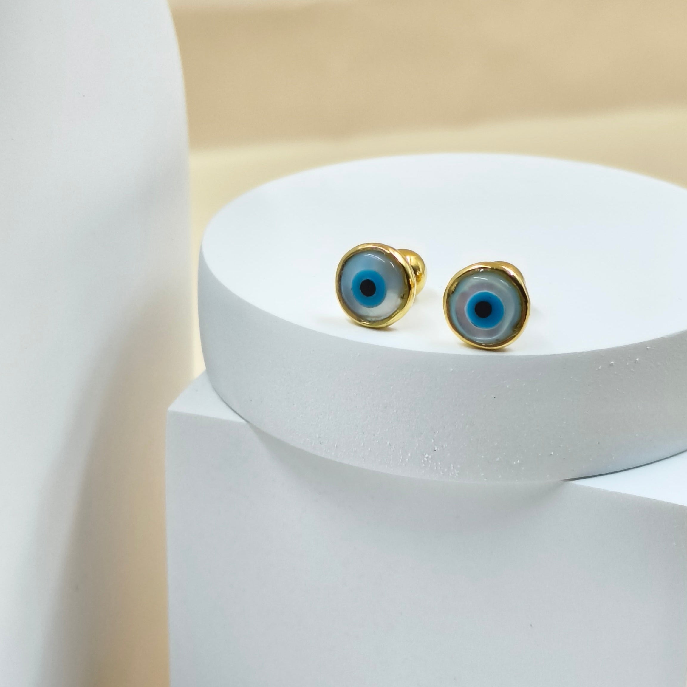 Evil Eye Earrings 1.24 Grams, 18KT Gold