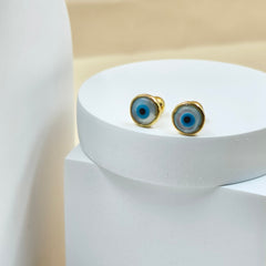 Evil Eye Earrings 1.24 Grams, 18KT Gold