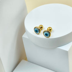 Evil Eye Earrings 1.24 Grams, 18KT Gold
