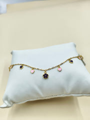 Midnight Blossom Heart Bracelet 1.54 Grams, 18KT Gold