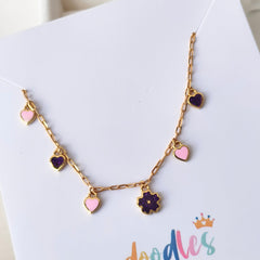 Midnight Blossom Heart Bracelet 1.54 Grams, 18KT Gold