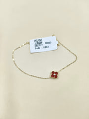 Crimson Charm Clover Bracelet 0.42 Grams, 18KT Gold