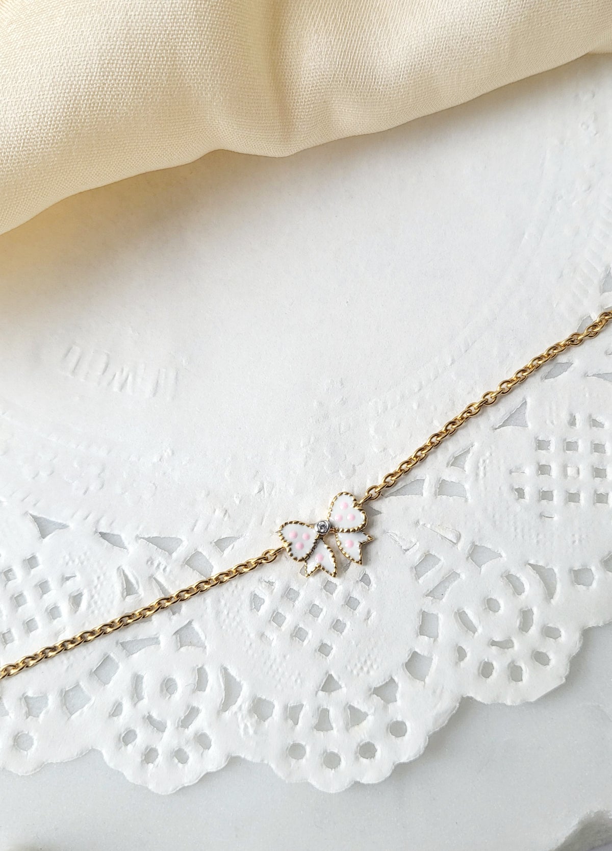 Pink Bow Bracelet 2.6 Grams, 18KT Gold