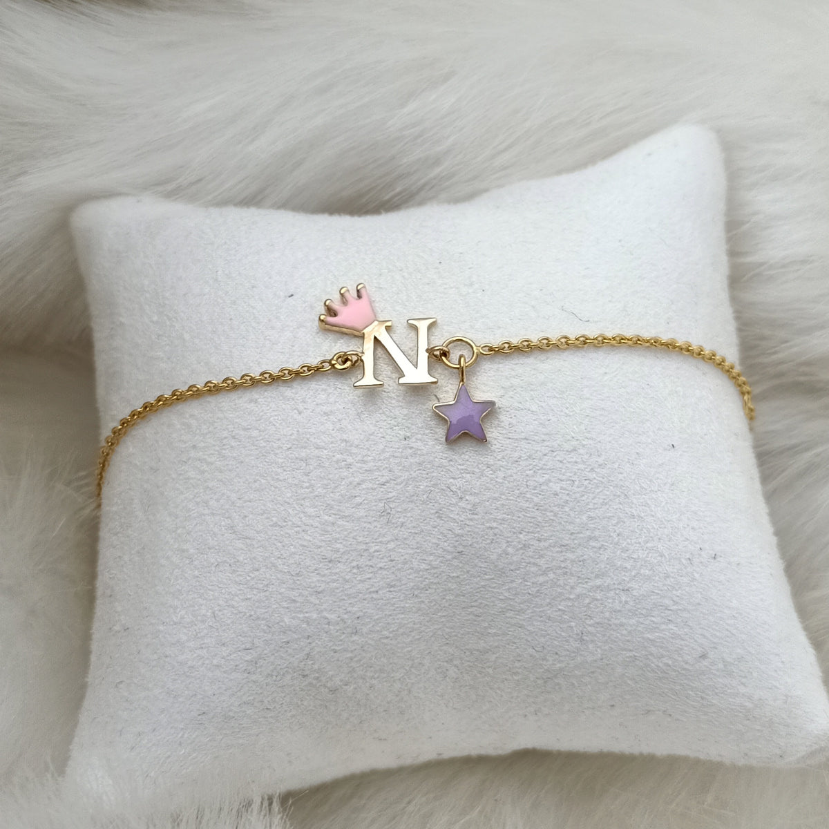 Personalized Initial Princess Bracelet 2.2 Grams, 18KT Gold