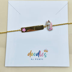 Unicorn Dreams Name Bracelet 2.92 Grams, 18KT Gold