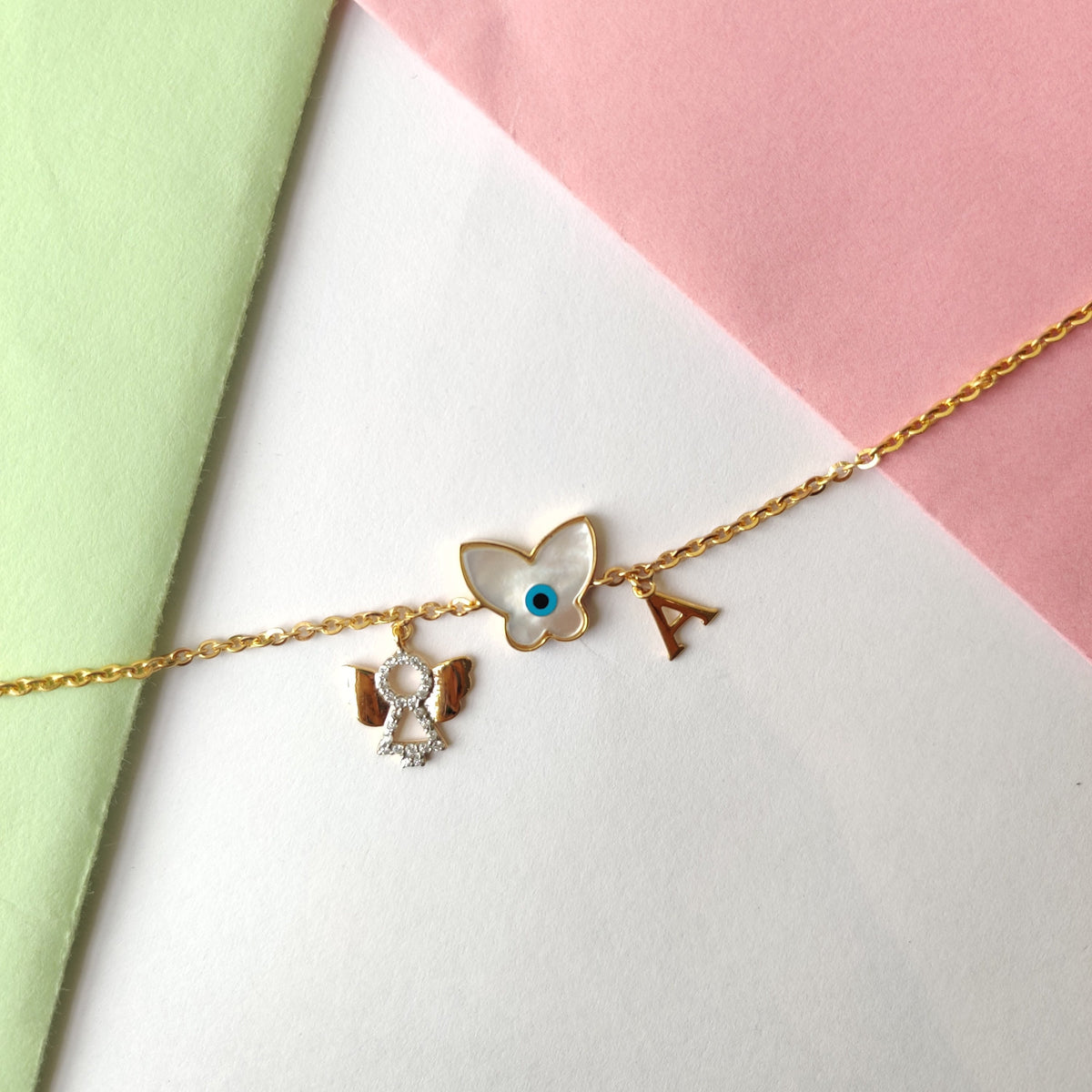 Guardian Angel Butterfly Bracelet 4.22 Grams, 18KT Gold
