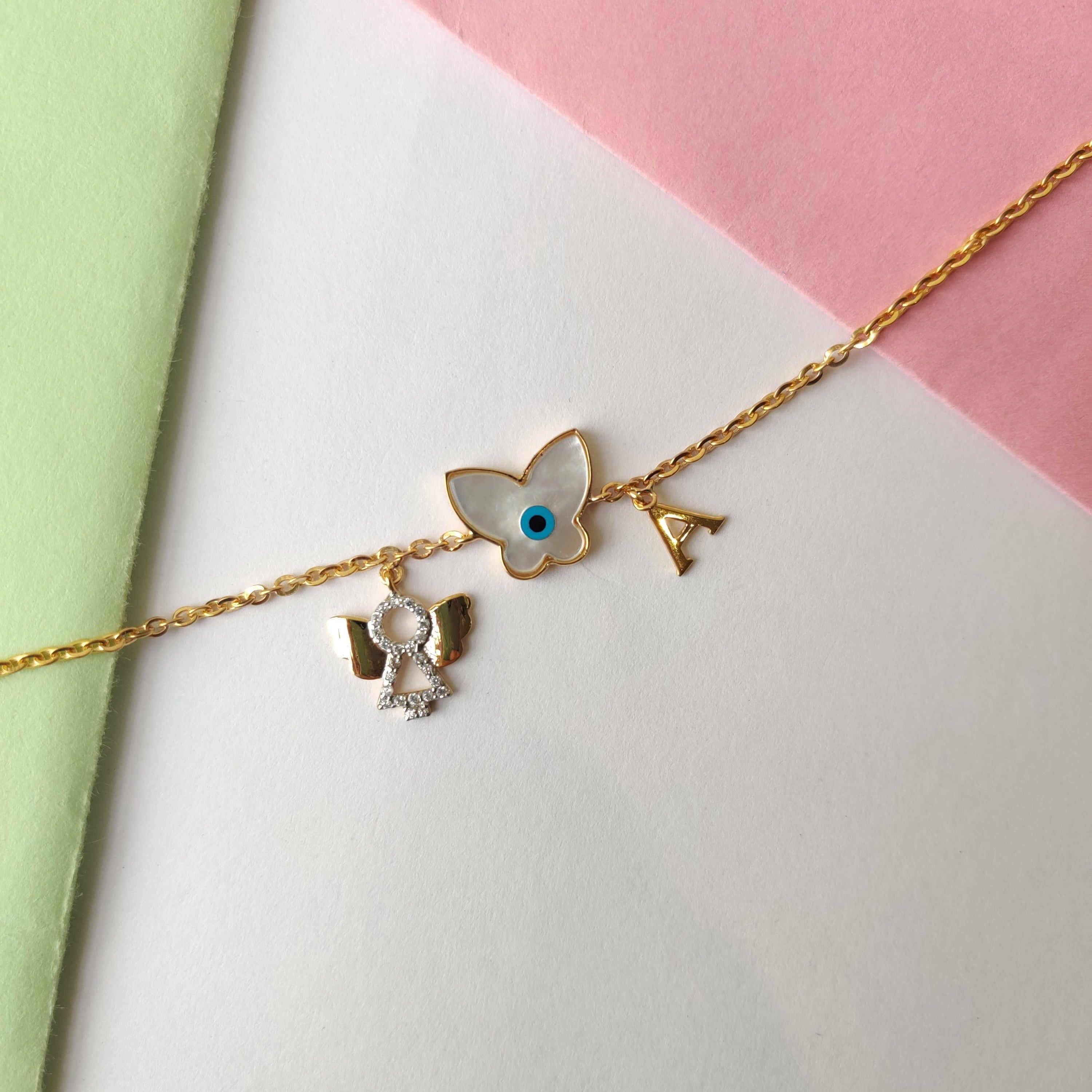 Guardian Angel Butterfly Bracelet 4.22 Grams, 18KT Gold