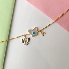 Guardian Angel Butterfly Bracelet 4.22 Grams, 18KT Gold